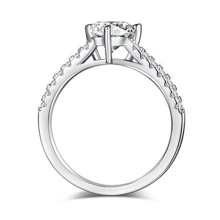 Triangular Moissanite Set With Top-quality Moissanite Luxury And Fashionable Light Luxury Jewelry Silver Ring S925 Silver Electroplated With Platinum