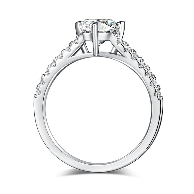 Triangular Moissanite Set With Top-quality Moissanite Luxury And Fashionable Light Luxury Jewelry Silver Ring S925 Silver Electroplated With Platinum