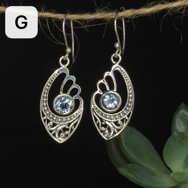 Sterling Silwer Natuurlike Kristalle Vintage Etniese Feetjie Druppeloorbelle