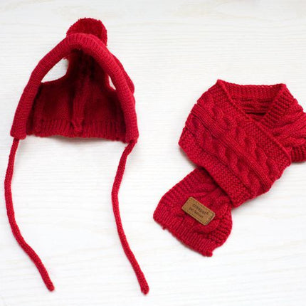 Tide pet clothes dog hat bib suit Teddy Bomei wool scarf autumn winter hat pet scarf