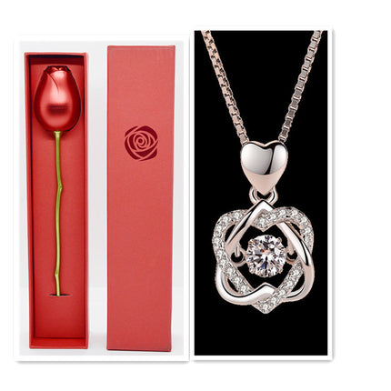 925 Silver Rose Gold Pendant Clavicle Chain