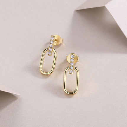 Aloof - Top-quality Moissanite Luxury, Fashionable And Light Luxury Jewelry, Silver Stud Earrings S925 Silver Plated With Gold
