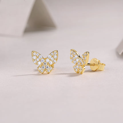 Goue Veer Vlinder - Premium Moissanite Luukse Mode Ligte Luukse Juweliersware Silwer Stud Oorbelle S925 Silwer Elektroplateerde Goud