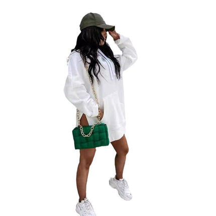 Women's Solid Color Hooded Mid-length Sweater
