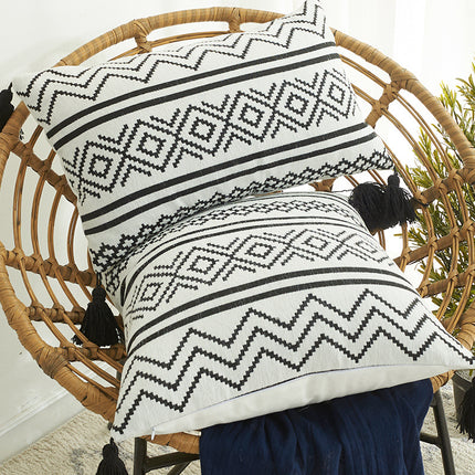 Nordiese Marokko Chenille Geometriese Sierkussing Jacquard Kwastjie