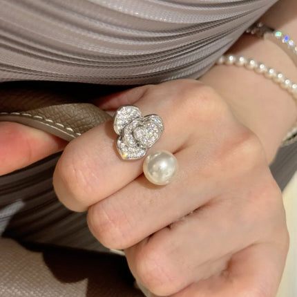 Real Gold Electroplated Diamond Flower Pattern Retro Temperament Index Finger Ring
