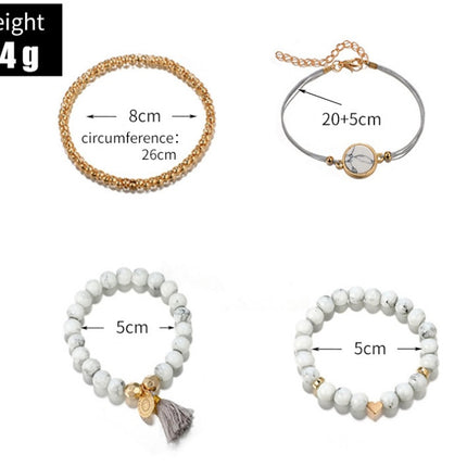 Geometric Creative Hollow Fringed Pine Stone Bracelet Four-piece