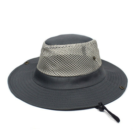 Patchwork Mesh Breathable Bucket Hat Fishing Cycling Windproof Sun Protection Foldable
