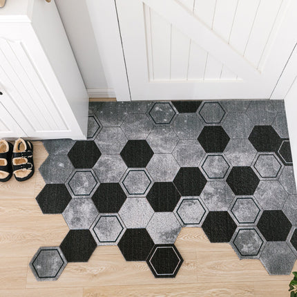 Non-slip Washable Hexagon Printed Custom Cut Doormat Carpet