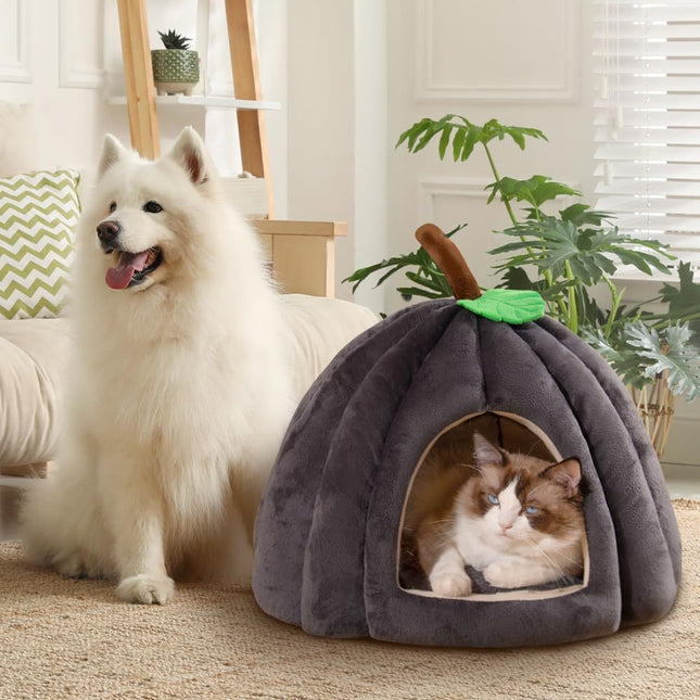 New Pumpkin Cat Bed Cat Beds For Indoor Cats Cute Pumpkin Shape Cat Cave Bed Cat Tent Halloween Cat House Bed Warm Sleeping Bed For Cats Small Dogs