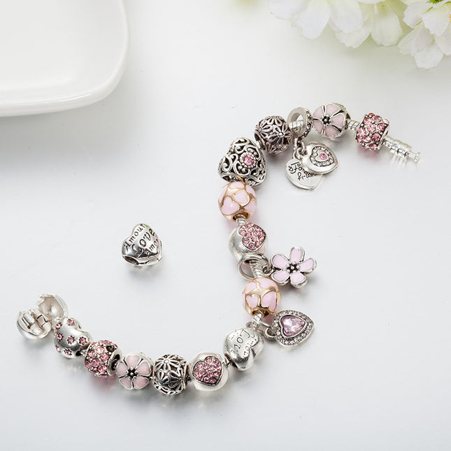 Pink drip flower bracelet