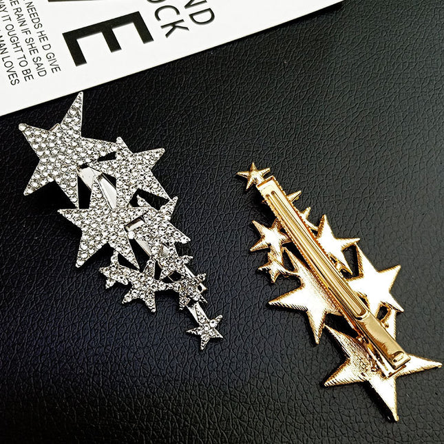 Volle Diamant Barrettes Kant Groot En Klein Pentagramme Kop