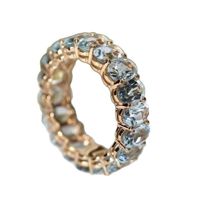 Luxury White Stone Egg-Shaped Double-Tier Ring