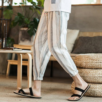 Chinese Style New Cotton And Linen Large Size Casual Youth Feet Japanese Men's Pants