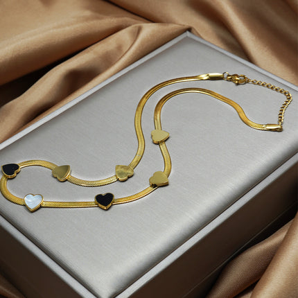 Lxalry 18K Gold Plated Heart Mirror Jewelry Set  Hypoallergenic Skin Safe Necklace   Bracelet For Daily Gifting Never Fade Adjustable Luxury With Precision Inlay Craftsmanship
