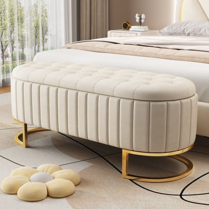 Elegante Stof Fluweel Opbergpoef