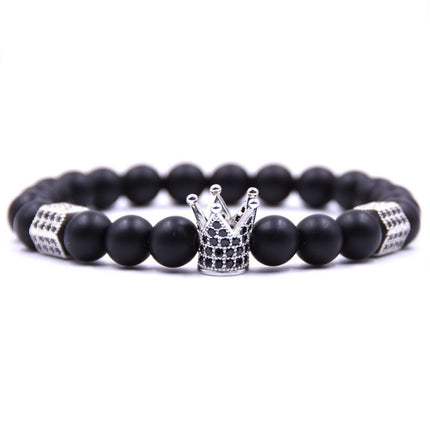Natural stone micro crown inlaid copper bracelet white Zircon Bracelet beads bracelet Jewelry Trade electricity supplier sourcing