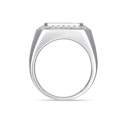 Men's Letter H Set With Top-quality Moissanite Luxury And Fashionable Light Luxury Jewelry Silver Ring S925 Silver Plated Platinum