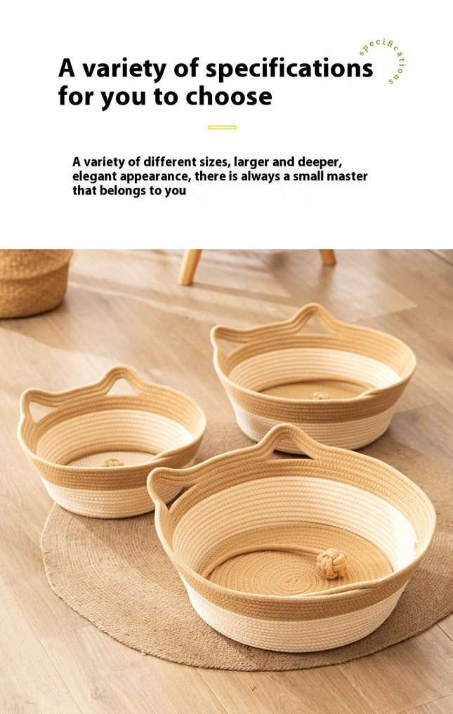 Coarse Linen Rattan Cat Nest Four Seasons Universal Bed Woven Cat Sleeping Mat