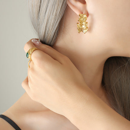 Women's Geometric Pleated Texture Earrings