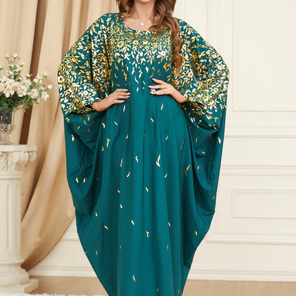 Green Batwing Sleeve Plus Size Dress