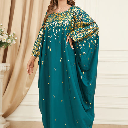 Green Batwing Sleeve Plus Size Dress