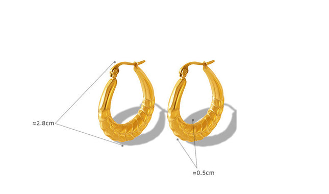 Unisex Style Geometric Refined Grace Titanium Steel Gold-plated U-shaped Wheat Earrings