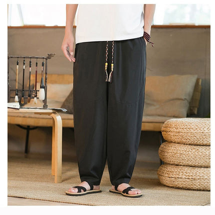 New Chinese Style Men's Yamamoto Yaosi Ice Silk Drape Profile Harem Pants Men