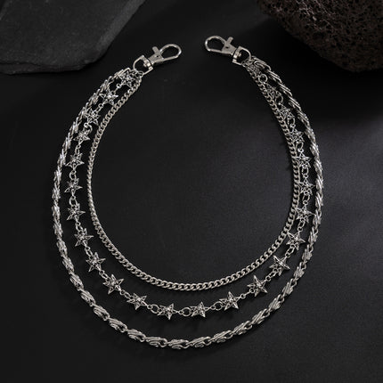 Punk Fashion Five-pointed Star Multi-layer Phants Zipper Jeans Ornaments