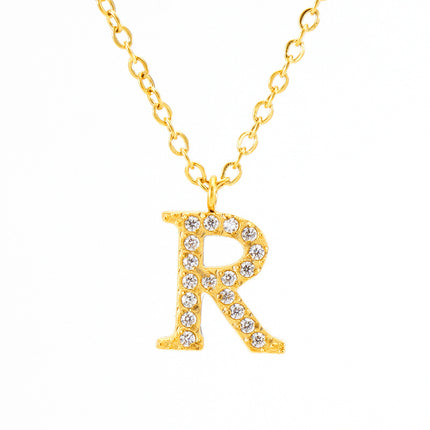 Stainless Steel Diamond-filled 26 English Letter Pendant Necklace