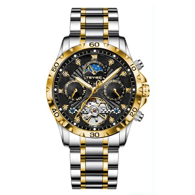 Fashion Business Men's Waterproof Tourbillon Steel Belt Mechanical Watch