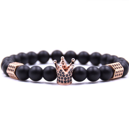 Natural stone micro crown inlaid copper bracelet white Zircon Bracelet beads bracelet Jewelry Trade electricity supplier sourcing