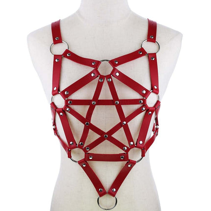 Pentacle body leather jacket