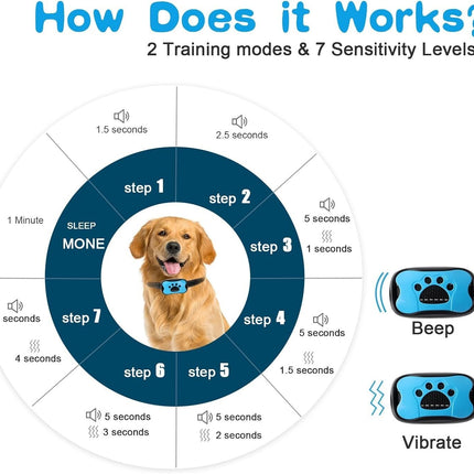 Anti Bark Collar Stop Dog Barking Sound Vibration S-M-L Adjustable Rechargeable