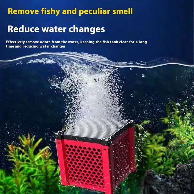 Cube de purification d'eau pour aquarium en charbon actif à structure alvéolée