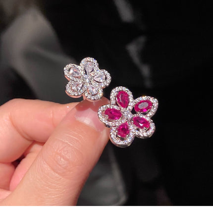 Real Gold Electroplated Diamond Flower Pattern Retro Temperament Index Finger Ring