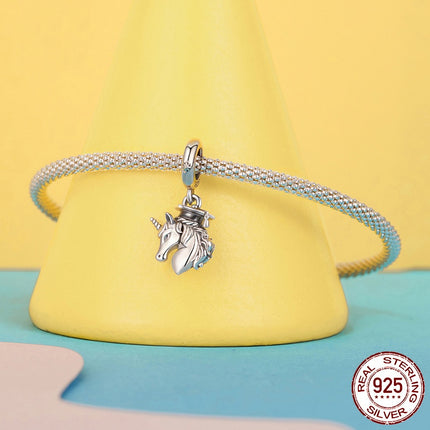 Graduation Season Diy Pendant Parts Trencher Cap S925 Sterling Silver Beads