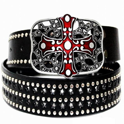 Men's Belt New Black 8 Graffiti Riveted Pant Strap