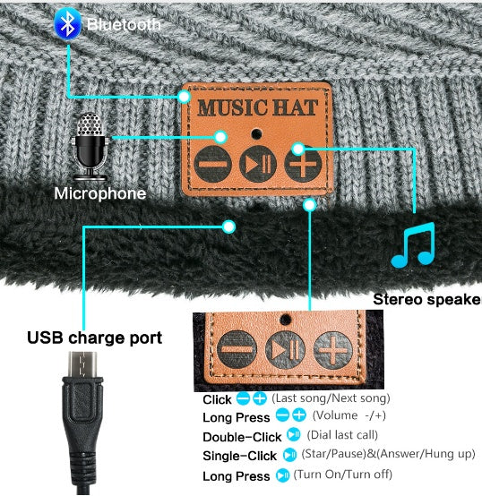 MZ026 Bluetooth hat bib plush knit hat