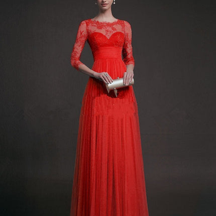 Long sleeve lace see-through dress