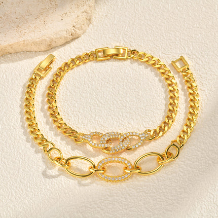 Sirkonium Mikro-plavei Koper Ovaal Ring Armband in Goue Kleur