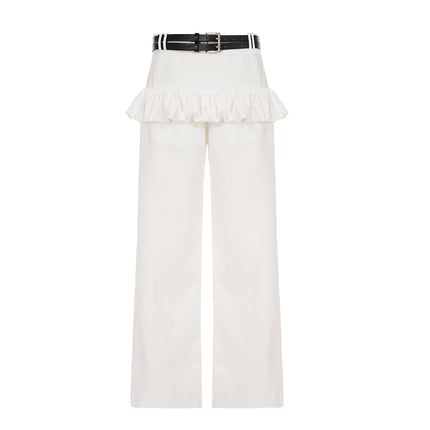 Street Style Puffy Bud Fake Two-piece Casual Trousers