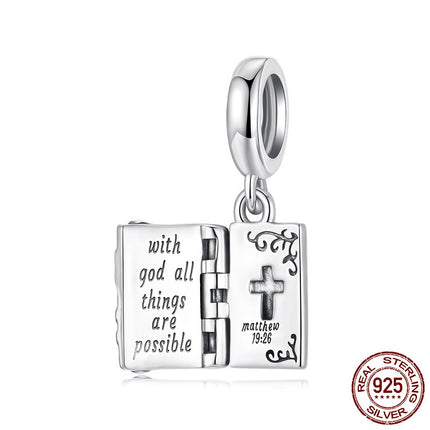 Open And Close Cross Pendant Ornaments S925 Sterling Silver Beads