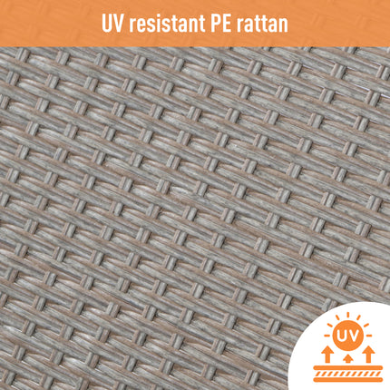 Tuinmeubelstelle, Tuinbank, Tuinhoekbank Rattan Patio Stel, 6-7 Siter Buiten Patio Meubels, Sitkamer Hoekbank Stel Met Tafelstoel, Gemengde Khaki Riet Met Liggrys Kussings
