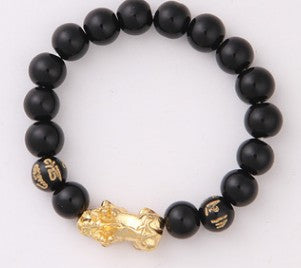 Obsidian 18K Goud Armband ses dapper woorde op hand en klein Pêrel vervoer geskenke groothandel
