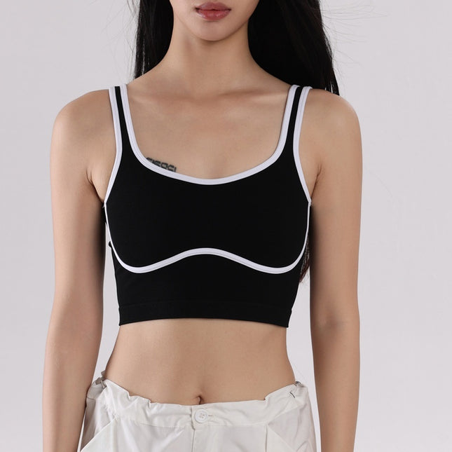 Contrast Color Wireless Beauty Back Exercise Vest Female Shockproof Push-up Yoga