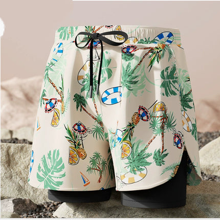 Men's Double-layer Three-point Swimming Trunks