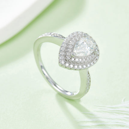 Peervormige Moissanite Met Topgehalte Moissanite Luukse En Modieuse Ligluukse Juweliersware Silwer Ring S925 Silwer Geëlektroplateer Met Platinum