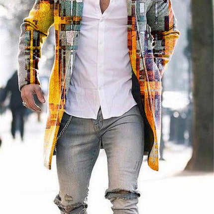 Men's Woolen Stand Collar Mid-length Trench Coat