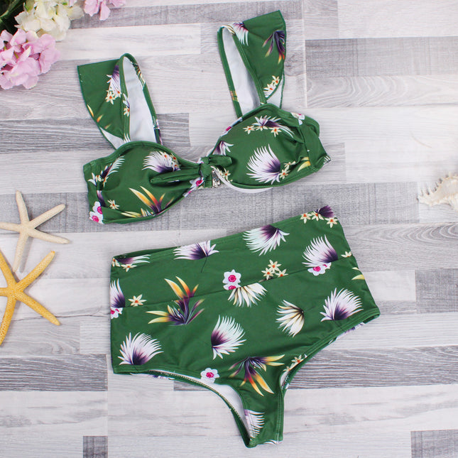 High-waisted two-part print two-part bikini